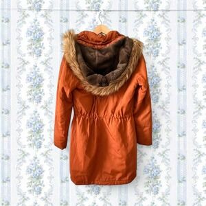 Universal Thread Women's Small Orange faux fur lined parka puffer coat hood